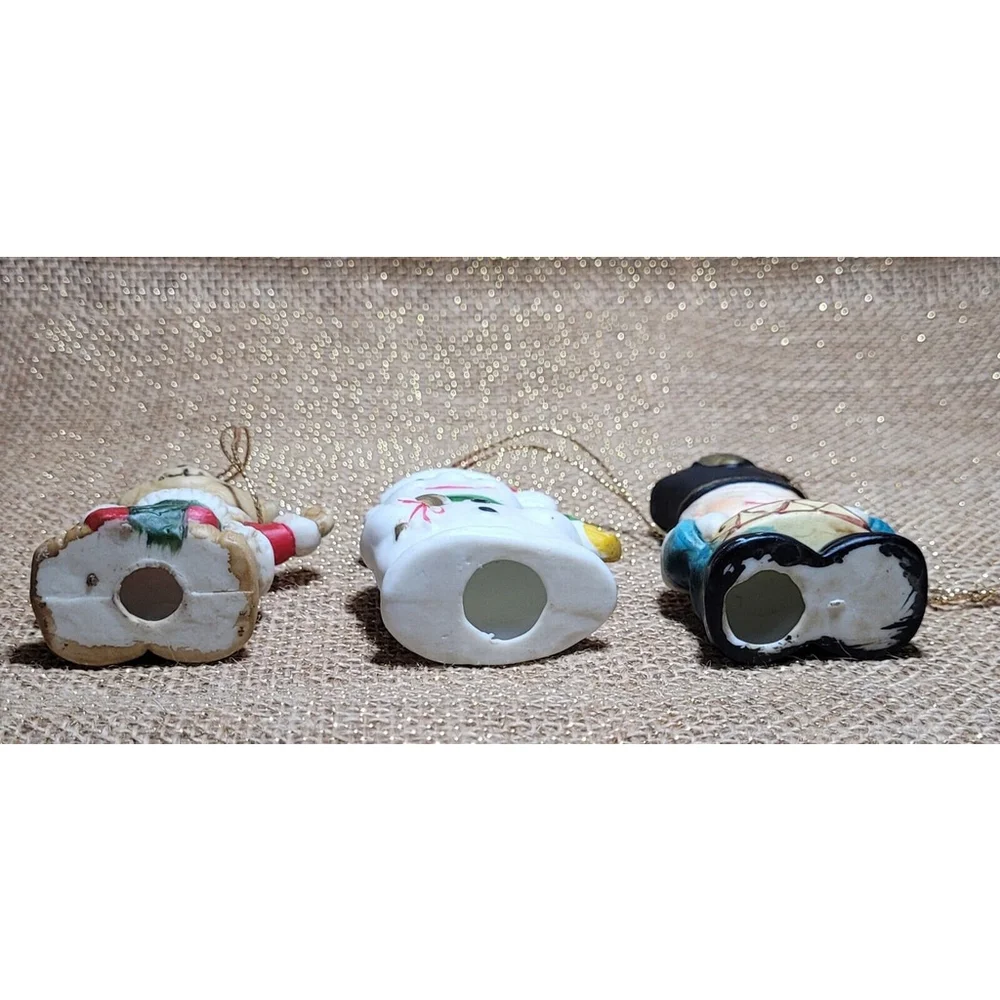 Vintage Hand Painted Ceramic Christmas Ornaments Santa Bear Snowman‎ Drummer Boy